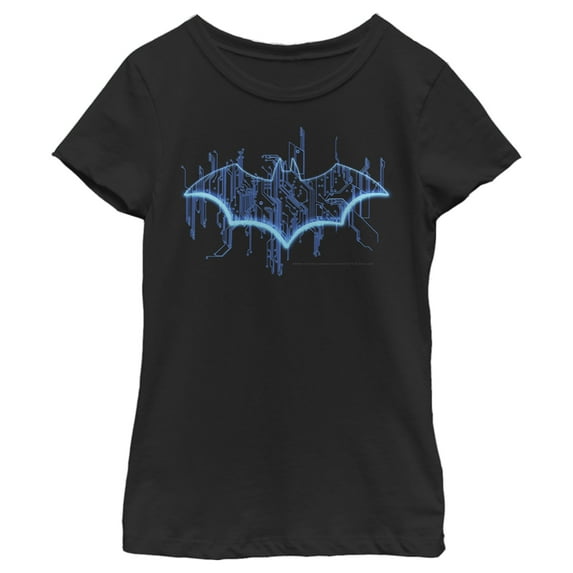 Girl's Batman Logo Digital Wing Graphic Tee Black X Large