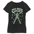 thumbnail image 1 of Girl's Batman St. Patrick's Day Riddler Who Needs Luck Distressed  Graphic Tee Black Medium, 1 of 4