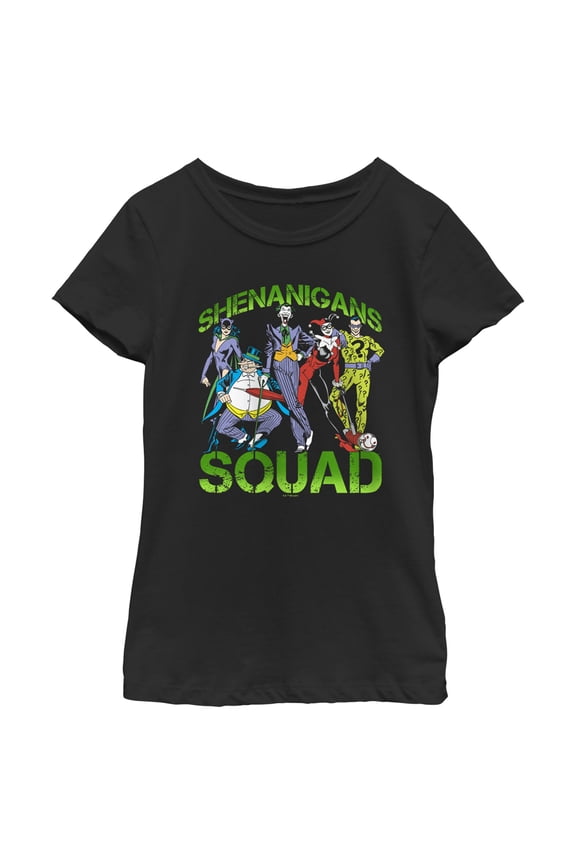 Girl's Batman St. Patrick's Day Shenanigans Squad  Graphic Tee Black X Large