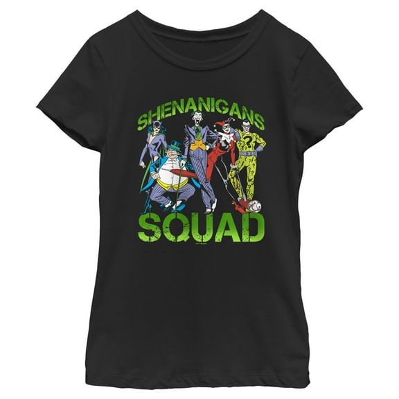 Girl's Batman St. Patrick's Day Shenanigans Squad Graphic Tee Black X Small