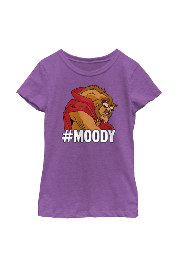 Girl's Beauty and the Beast Hashtag Moody Graphic Tee Purple Berry Medium