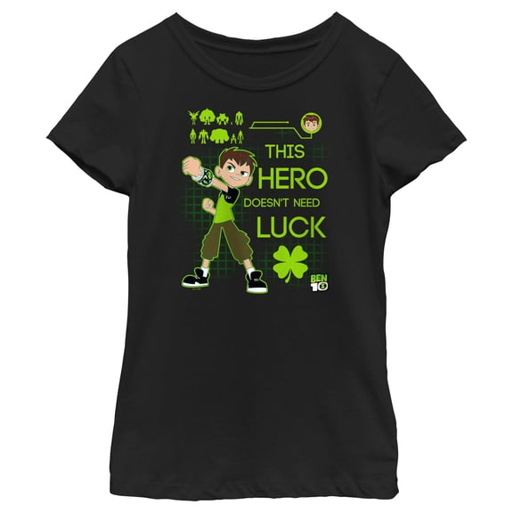 Girl's Ben 10 Doesn't Need Luck Graphic Tee Black Medium