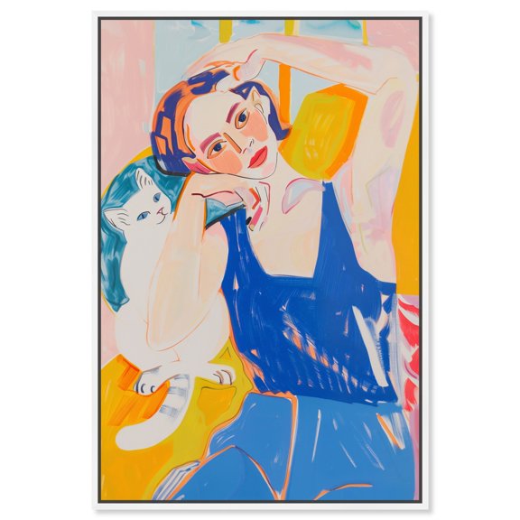 Girl's Best Friend Canvas Modern Woman Portrait Wall Art Set by Art Remedy, White Frame, 24" x 36"