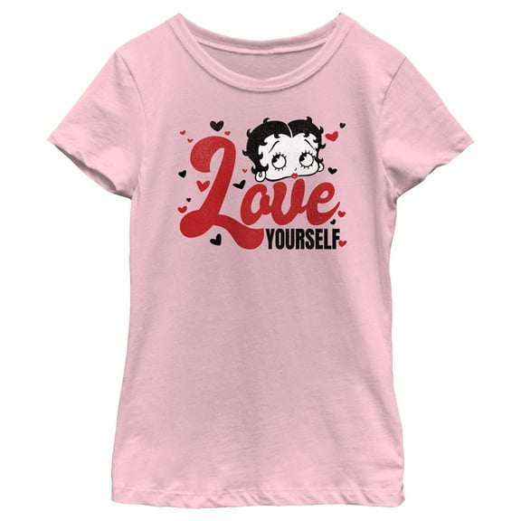 Girl's Betty Boop Love Yourself  Graphic Tee Light Pink Large