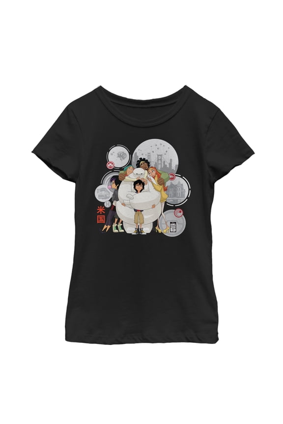 Girl's Big Hero 6 Group Hug Graphic Tee Black Large