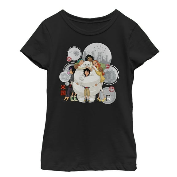 Girl's Big Hero 6 Group Hug Graphic Tee Black X Large