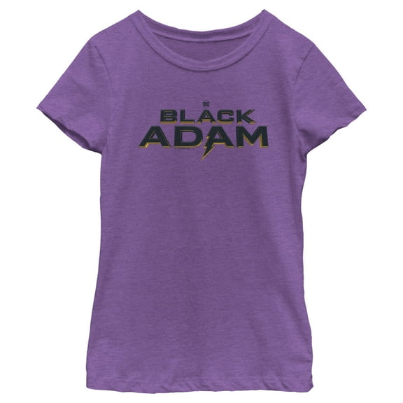 Girl's Black Adam Black Logo  Graphic Tee Purple Berry Small