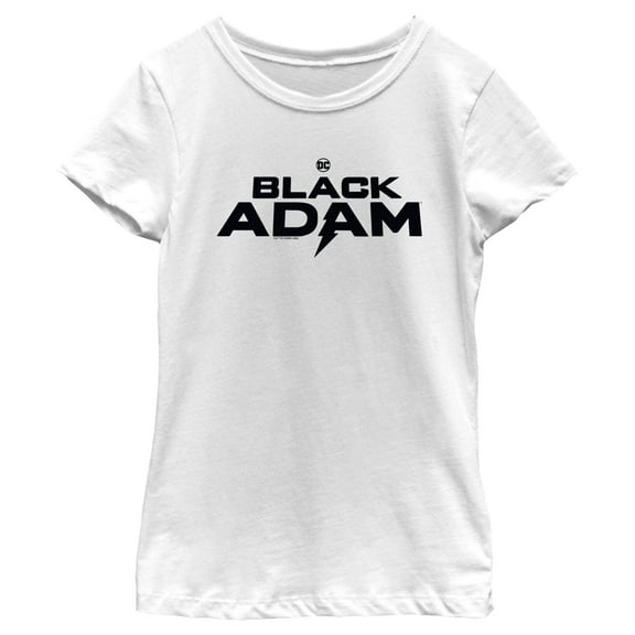Girl's Black Adam Bold Black Logo  Graphic Tee White Medium