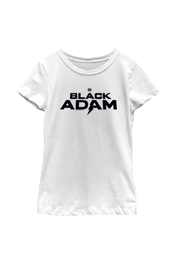 Girl's Black Adam Bold Black Logo Graphic Tee White Medium