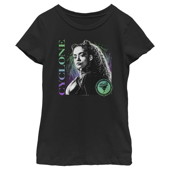 Girl's Black Adam Hurricane Cyclone  Graphic Tee Black Medium