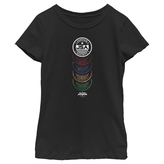 Girl's Black Adam JSA Badge Graphic Tee Black X Large