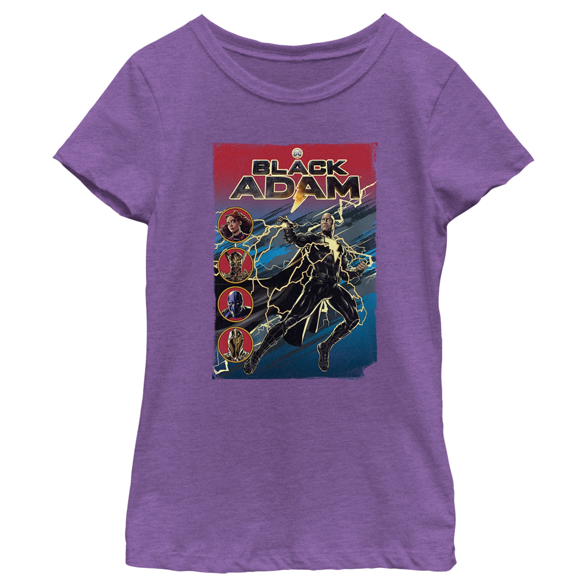Girl's Black Adam Justice Cover Graphic Tee Purple Berry Large ...