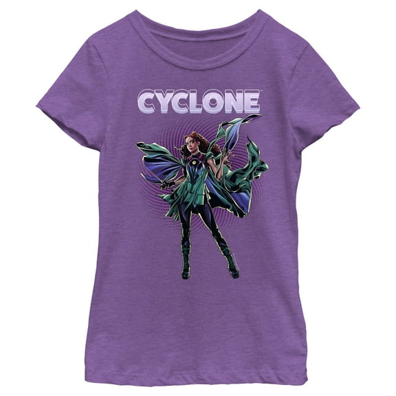 Girl's Black Adam Super Hero Cyclone  Graphic Tee Purple Berry Medium