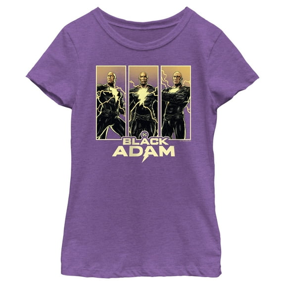 Girl's Black Adam Triple Hero Box  Graphic Tee Purple Berry X Large
