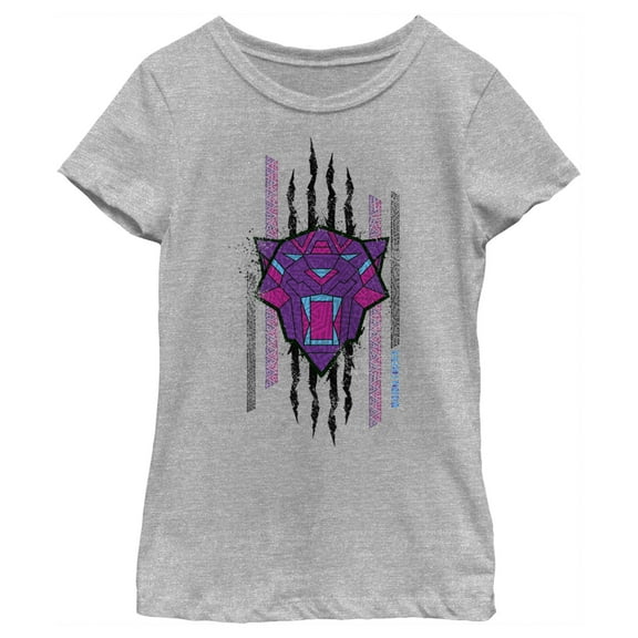 Girl's Black Panther: Wakanda Forever Geometric Black Panther Icon Scratch  Graphic Tee Athletic Heather Medium