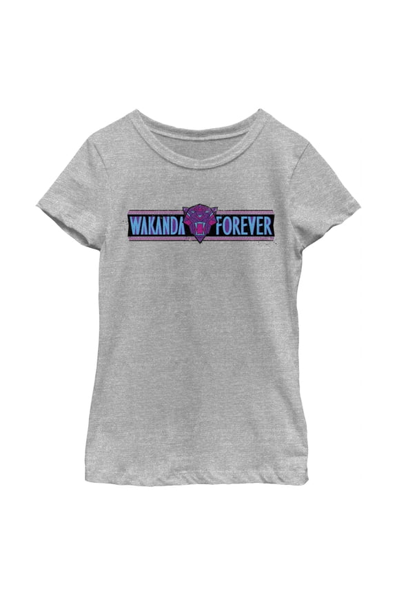 Girl's Black Panther: Wakanda Forever Logo Banner Graphic Tee Athletic Heather Medium