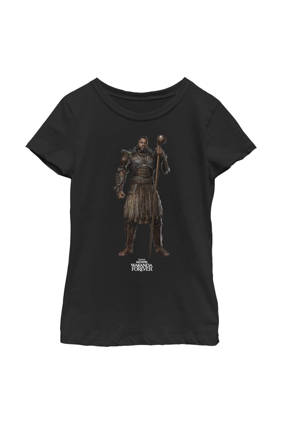 Girl's Black Panther: Wakanda Forever Lord M'Baku Standing Tall  Graphic Tee Black Medium