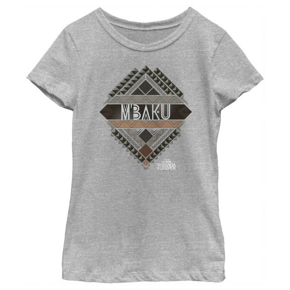 Girl's Black Panther: Wakanda Forever M'Baku Ornate Logo Graphic Tee Athletic Heather Small