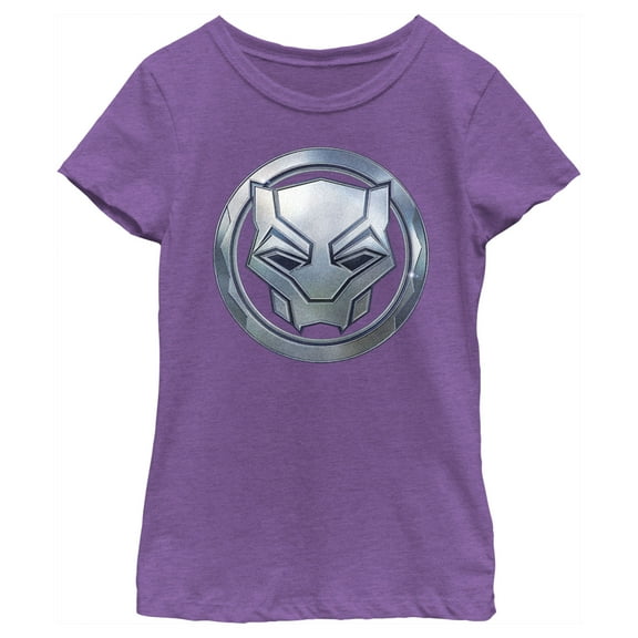Girl's Black Panther: Wakanda Forever Metallic Panther Icon  Graphic Tee Purple Berry X Small