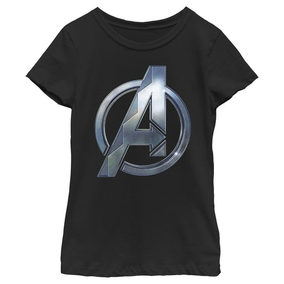 Girl's Black Panther: Wakanda Forever Metallic Wakanda Avengers Logo  Graphic Tee Black X Large
