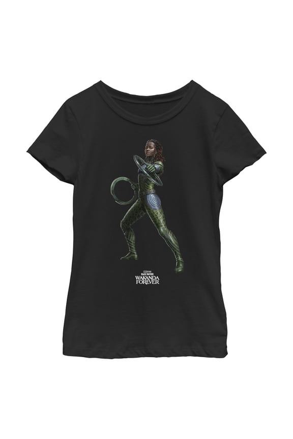 Girl's Black Panther: Wakanda Forever Nakia Rings Graphic Tee Black Medium