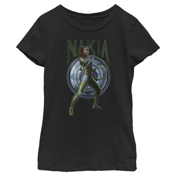 Girl's Black Panther: Wakanda Forever Nakia Shield Graphic Tee Black X Small
