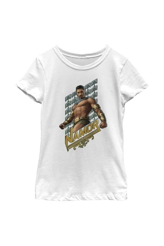 Girl's Black Panther: Wakanda Forever Namor Portrait Graphic Tee White Large