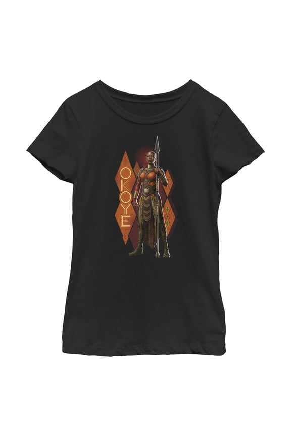 Girl's Black Panther: Wakanda Forever Okoye Pattern Graphic Tee Black X Large