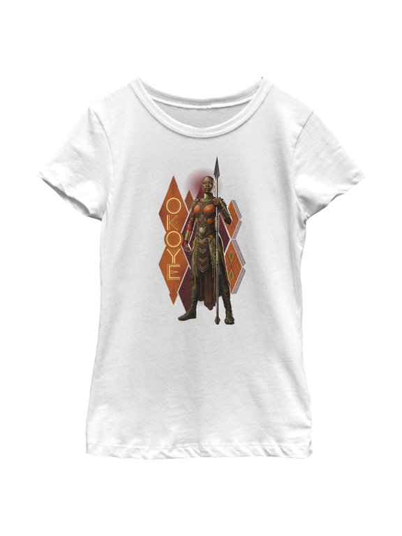 Girl's Black Panther: Wakanda Forever Okoye Pattern Graphic Tee White Large