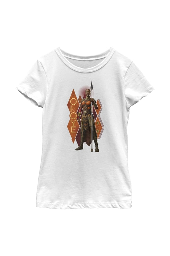 Girl's Black Panther: Wakanda Forever Okoye Pattern Graphic Tee White Medium
