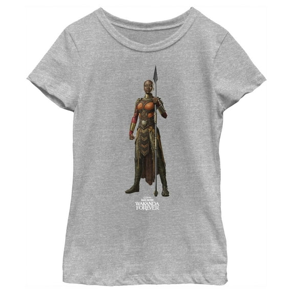 Girl's Black Panther: Wakanda Forever Okoye Standing Tall Graphic Tee Athletic Heather X Small