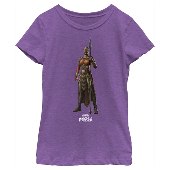 Girl's Black Panther: Wakanda Forever Okoye Standing Tall  Graphic Tee Purple Berry X Large