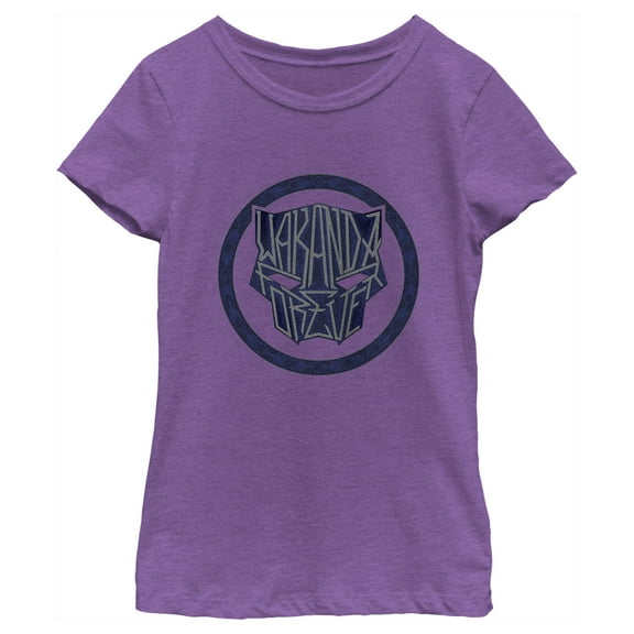 Girl's Black Panther: Wakanda Forever Panther Logo  Graphic Tee Purple Berry Small