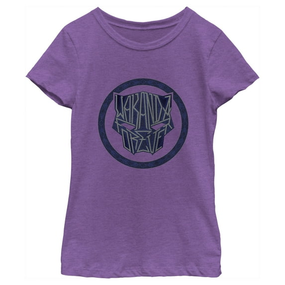 Girl's Black Panther: Wakanda Forever Panther Logo Graphic Tee Purple Berry X Large