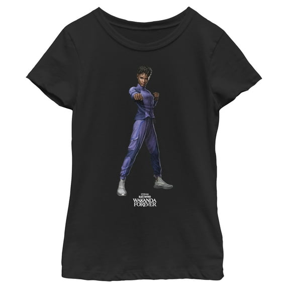 Girl's Black Panther: Wakanda Forever Shuri Action Pose Graphic Tee Black Large