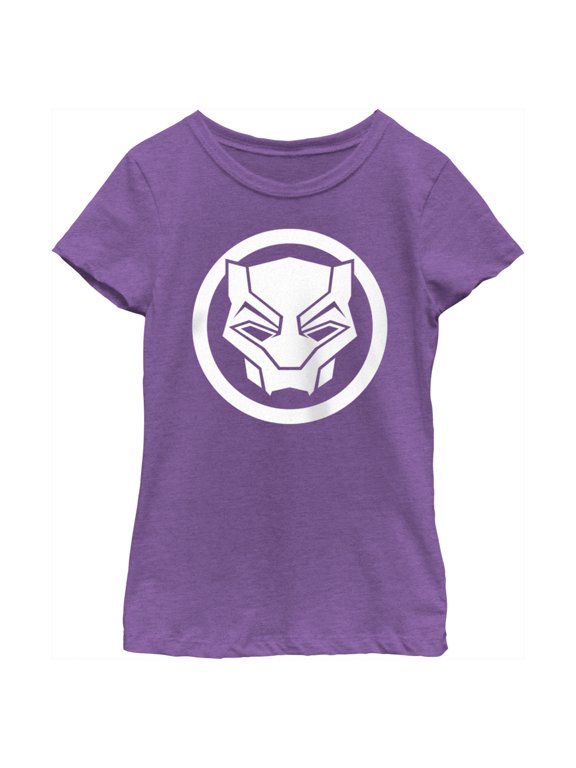 Girl's Black Panther: Wakanda Forever White Panther Icon Graphic Tee Purple Berry Large