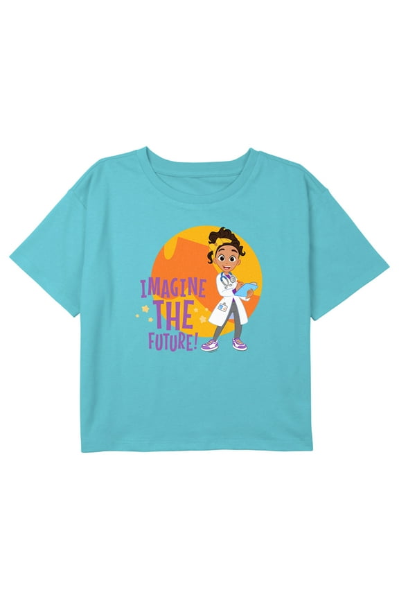 Girl's Blippi Meekah Imagine the Future Graphic Cropped T-Shirt Blue X Small