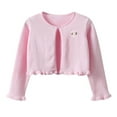 thumbnail image 1 of Girl's Bolero Shrug Cardigan Sweaters with Bows Long Sleeve One-button Knit Cardigans Soft Dress Cover Ups, 1 of 6
