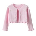 thumbnail image 1 of Girl's Bolero Shrug Cardigan Sweaters with Bows Long Sleeve One-button Knit Cardigans Soft Dress Cover Ups, 1 of 6