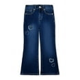 thumbnail image 1 of Girl's Boot Cut Flare Denim Jeans with Frayed Hearts Designs, 1 of 1