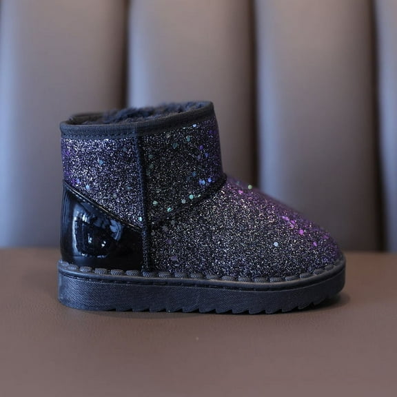 Girl's Boots Kids Glitter Snow Boots Durability Slip Resistant Outdoor Ankle Boots(Toddler/Little Kids)