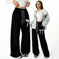 thumbnail image 1 of Girl's Bow Baggy Sweatpants Lightweight Straight Leg Athletic Trousers Joggers Track Pants with Pockets, 1 of 6