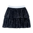 thumbnail image 1 of Girl's Bow Lace Skirts Girls Sequin Skirt, Kids Sparkly Skirt Glitter Skort Skirts, Elastic Waist A-Line Sparlky Mini Skirt Ruffle Skirts for Girls Black 9M, 1 of 3