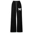 thumbnail image 1 of Girl's Bowknot Baggy Sweatpants Letter Patched Wide Leg Pants Elastic Waist Long Trousers Joggers Trendy Girls Baggy Sweatpants Black 4 Y-5 Y, 1 of 4