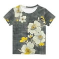 thumbnail image 1 of Girl's Boy's Floral Print Crew Neck T Shirt Kids Vintage Flower Graphic Short Sleeve Cute Summer Tops for Outdoor, 1 of 3