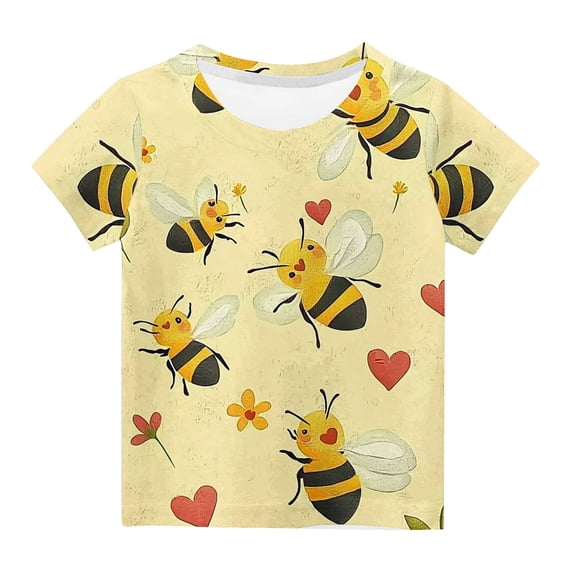 Girl's Boy's Floral Print Crew Neck T Shirt Kids Vintage Flower Graphic Short Sleeve Cute Summer Tops for Outdoor