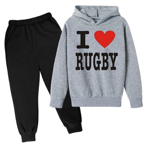 Girl's Boys 2Pcs Ptint Long Sleeve Pullover Hooded Sweatshirt Set Sweatsuits and Casual Sweatpants with Pocket