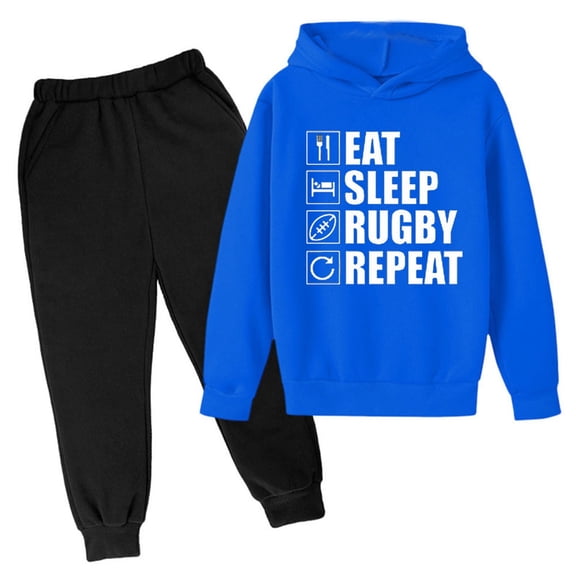 Girl's Boys 2Pcs Ptint Long Sleeve Pullover Hooded Sweatshirt Set Sweatsuits and Casual Sweatpants with Pocket