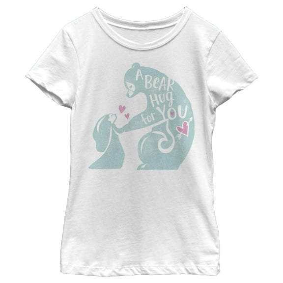 Girl's Brave Bear Hug  Graphic Tee White X Large