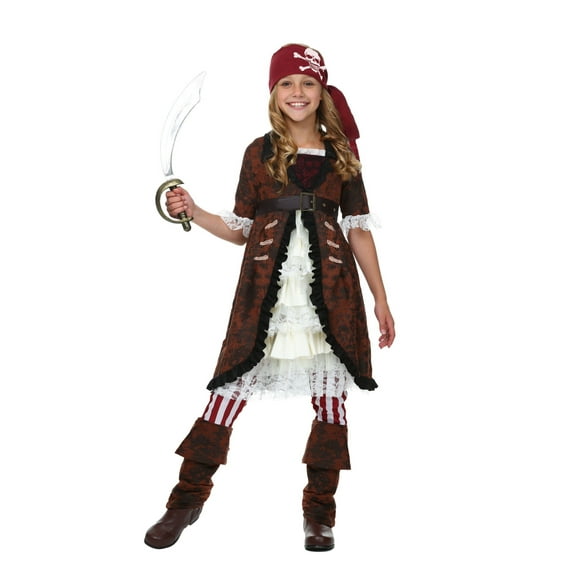 Girl's Brown Coat Pirate Costume